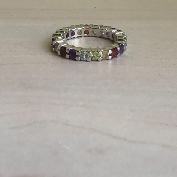New Rainbow Gemstone Eternity Band Ring In Size 7 - Picture 5 of 5